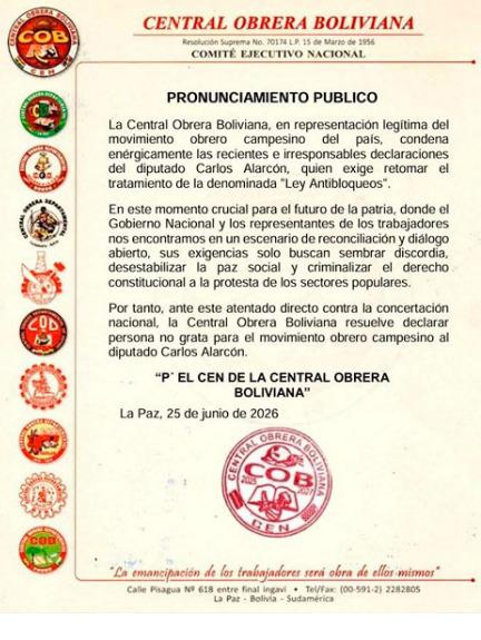 comunicado de la cob