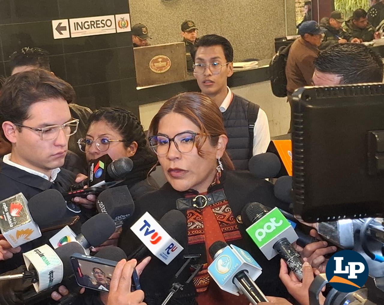 La diputada Pinto en conferencia de prensa