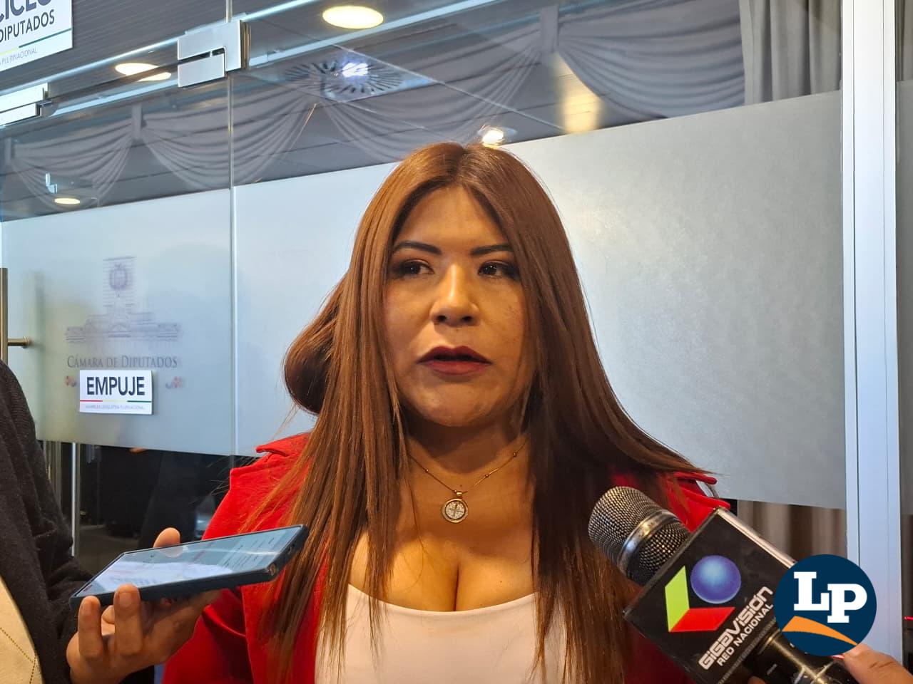 La diputada Pinto en conferencia de prensa