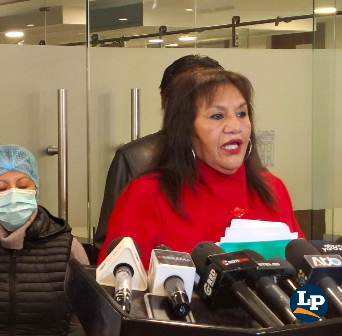 La diputada Jiménez en conferencia de prensa