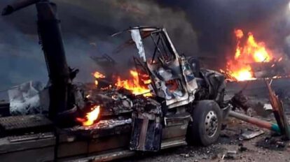 Explosión camión cisterna en la carretera Potosí-Villazón
