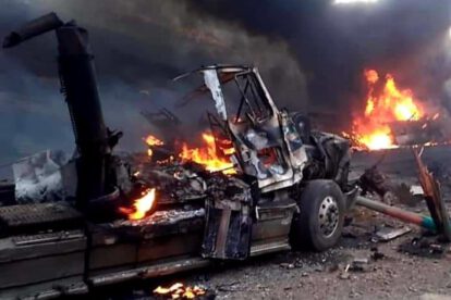 Explosión camión cisterna en la carretera Potosí-Villazón