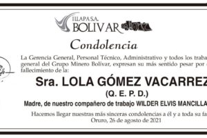 Condolencia por el fallecimiento de Lola Gómez Vacarreza