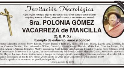 Invitación Necrológica de Polonia Gómez Vacarreza