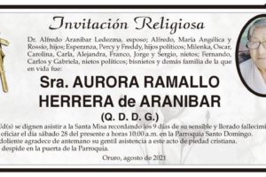 Invitación Religiosa para Aurora Ramallo Herrera