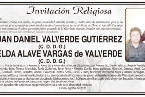 Invitación Religiosa para Juan Daniel Valverde Gutiérrez y Elda Alave Vargas