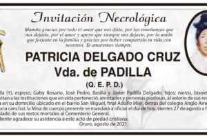 Invitación Necrológica de Patricia Delgado Cruz