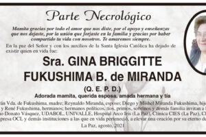 Parte Necrológico de Sra. Gina Briggitte Fukushima B. de Miranda