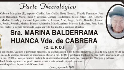 Obituario de Marina Balderrama Huanca