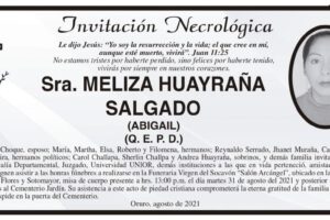 Necrológica Meliza Huayraña Salgado