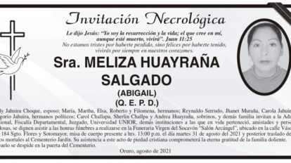 Necrológica Meliza Huayraña Salgado