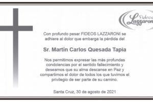 Condolencia por el fallecimiento de Martín Carlos Quesada Tapia