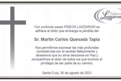 Condolencia por el fallecimiento de Martín Carlos Quesada Tapia
