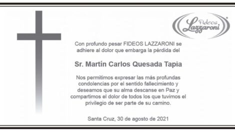 Condolencia por el fallecimiento de Martín Carlos Quesada Tapia