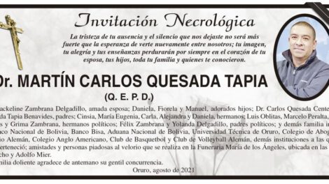 Invitación Necrológica: Dr. MARTÍN CARLOS QUESADA TAPIA
