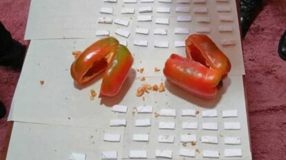 Cocaína en pimentones encontrados en la cárcel de Obrajes en La Paz