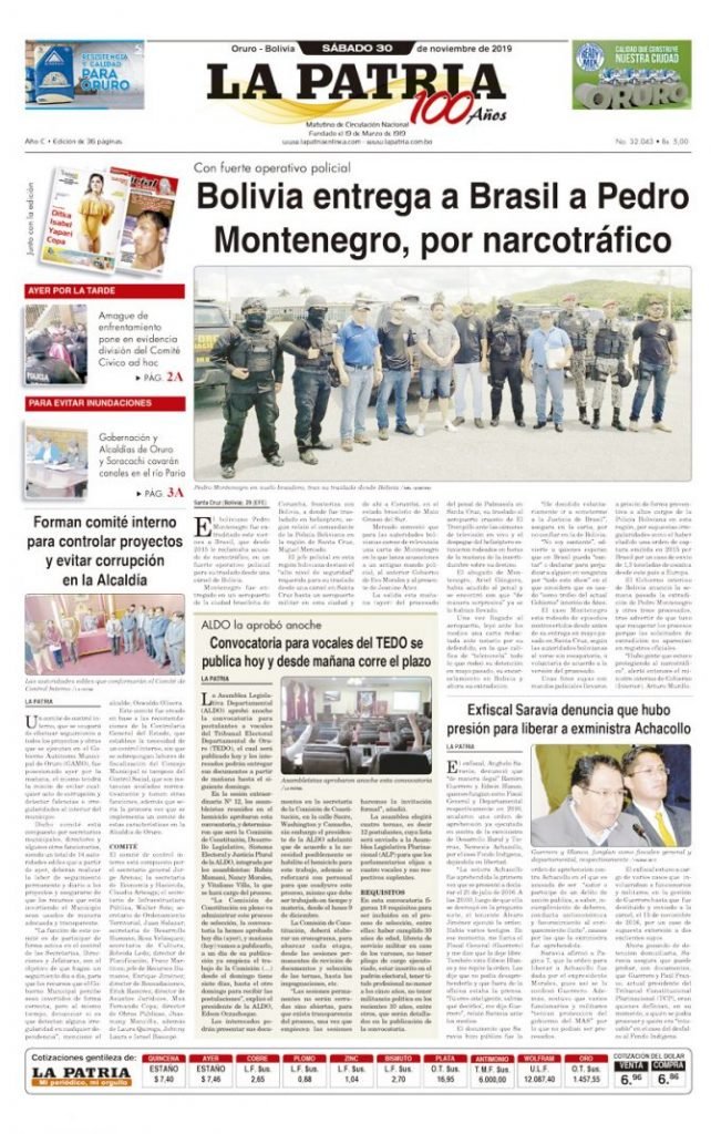 Portadas impresas del periódico La Patria