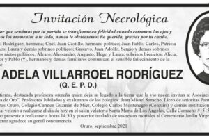 Necrológica de Prof. Adela Villarroel Rodríguez