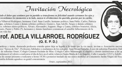 Necrológica de Prof. Adela Villarroel Rodríguez