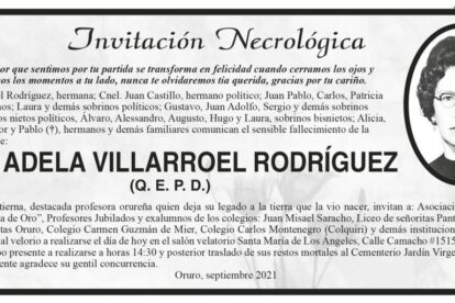 Necrológica de Prof. Adela Villarroel Rodríguez