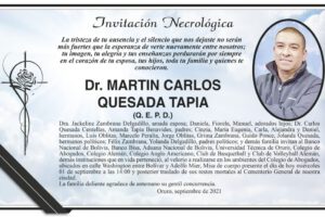 Invitación Necrológica Dr. Martin Carlos Quesada Tapia
