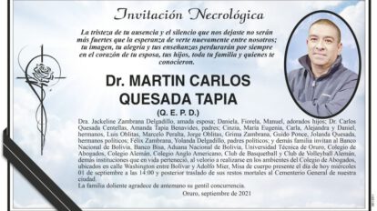 Invitación Necrológica Dr. Martin Carlos Quesada Tapia