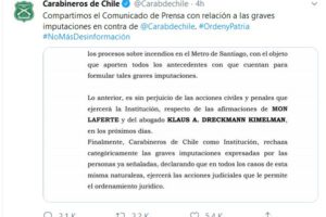 Comunicado de Carabineros de Chile sobre Mon Laferte