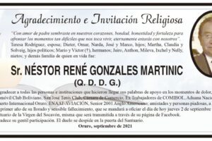 Agradecimiento e Invitación Religiosa: Néstor René Gonzales Martinic