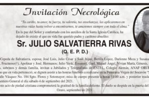 Invitación Necrológica para Julio Salvatierra Rivas