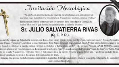 Invitación Necrológica para Julio Salvatierra Rivas