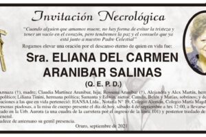 Invitación Necrológica de Eliana del Carmen Aranibar Salinas