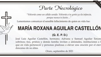 Necrológico de María Roxana Aguilar Castellón