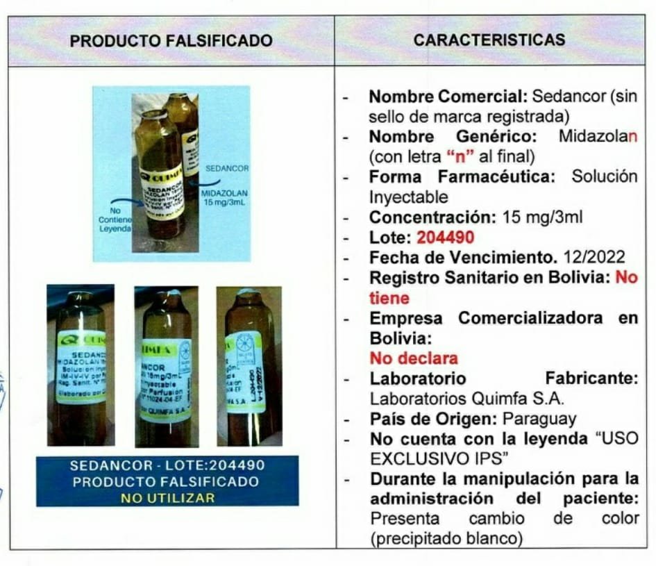 Alertan sobre el medicamento Midalozam falsificado