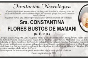 Invitación Necrológica: Sra. Constantina Flores Bustos de Mamani