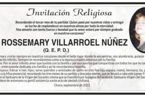 Invitación Religiosa para Rossemary Villarroel Núñez