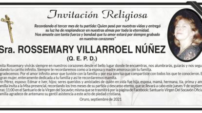 Invitación Religiosa para Rossemary Villarroel Núñez