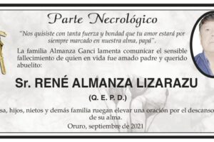 Parte Necrológico de René Almanza Lizarazu