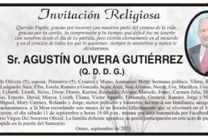 Invitación Religiosa: Sr. Agustín Olivera Gutiérrez