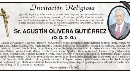 Invitación Religiosa: Sr. Agustín Olivera Gutiérrez