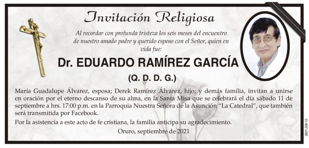 Invitación Religiosa por Dr. Eduardo Ramírez García