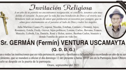 Invitación Religiosa para Germán Ventura Uscamayta