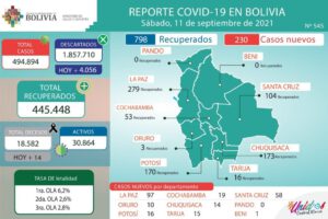 Covid-19 en Bolivia: más de 445 mil recuperados