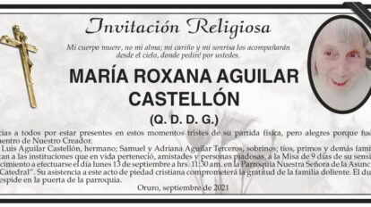 Invitación Religiosa: María Roxana Aguilar Castellón