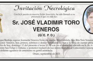 Invitación Necrológica: José Vladimir Toro Veneros