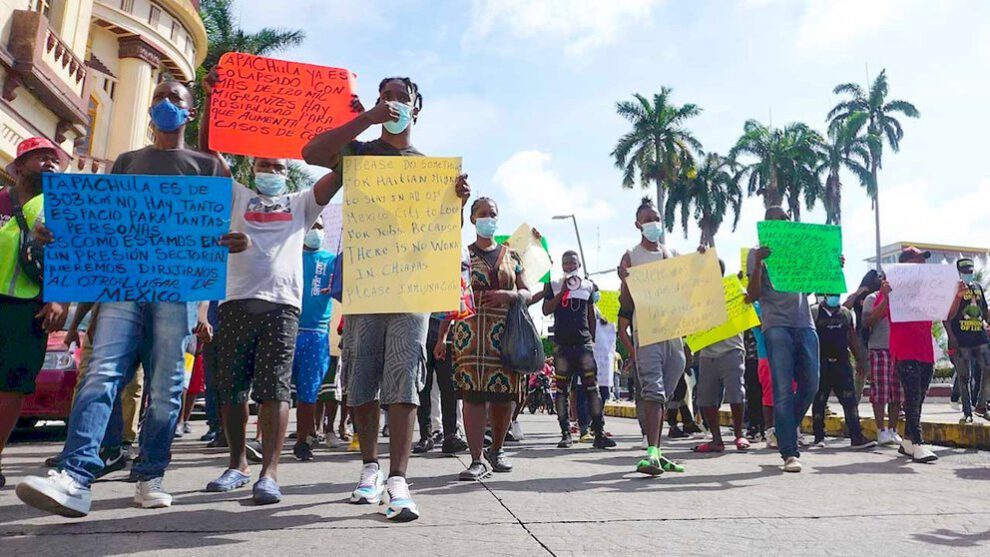 Huelga de hambre migrantes haitianos exigen paso libre hacia EE.UU.