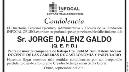 Condolencias por el fallecimiento de Jorge Dalenz Galdo