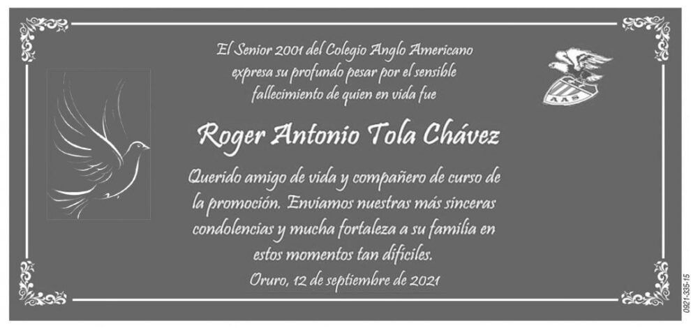 Roger Antonio Tola Chávez fallecimiento
