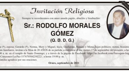 Invitación Religiosa: Rodolfo Morales Gómez