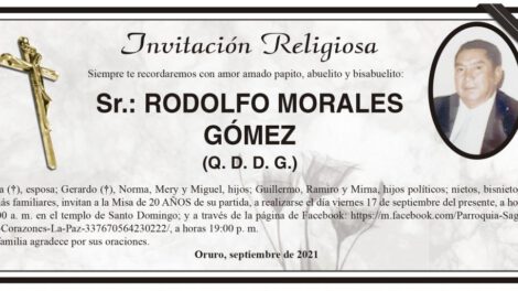 Invitación Religiosa: Rodolfo Morales Gómez