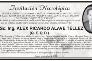 Invitación Necrológica de Alex Ricardo Alave Téllez